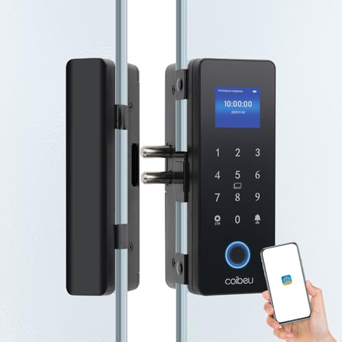 Fechadura Eletronica Inteligente Digital Biométrica WKZW-B6, para Porta de Vidro, Tuya APP, Instalação Sem Furos