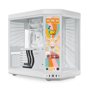 Hyte Y70 Touch Infinite Snow Gabinete Gamer Mid Tower, Tela Touch LCD 4K 14,1", Vidro Temperado, Branco
