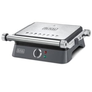 BLACK+DECKER Grill Elétrico Gourmand Gris, com Abertura de 180 graus, Ideal para suas Receitas, Modelo G1400, 1200W, 110V