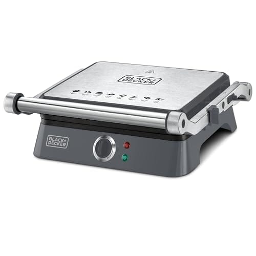 BLACK+DECKER Grill Elétrico Gourmand Gris, com Abertura de 180 graus, Ideal para suas Receitas, Modelo G1400, 1200W, 110V