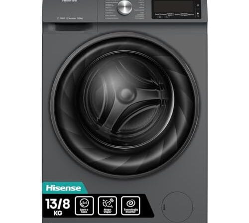 Hisense Lava e Seca, 13kg Lavagem/8kg Secagem, Steam, 13 Programas, Motor Inverter, Painel Touch, Titanium WD13X - 127V