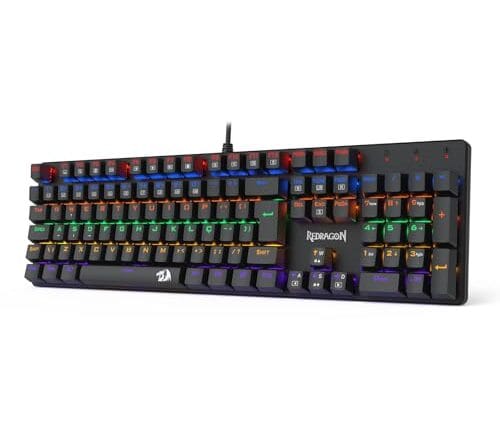 TECLADO MECÂNICO GAMER REDRAGON VALHEIM ILUMINAÇÃO RAINBOW PRETO SWITCH BROWN K608-R (PT-BROWN)