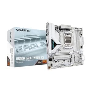 GIGABYTE Placa-mãe B850M Eagle WIFI6E ICE AMD AM5, M-ATX, DDR5, 2X M.2, PCIe 5.0, USB-C, USB 3.2 Gen 2, WIFI6E, LAN 2.5GbE, EZ-Latch, Wi-Fi EZ-Plug