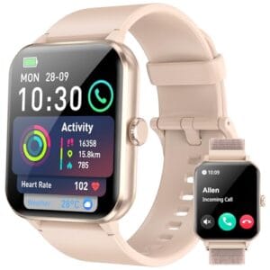 Smartwatch,Relógio Inteligente Tela Full Touch 1.85" para Mulheres,100+ Modos Esportivos,Chamadas Bluetooth, Assistente de Voz, Compatível com iOS/Android,Inclui 2 Pulseiras,Rosa