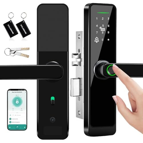 LucZeng Fechadura Digital Biométrica, 5 em 1 Inteligente Fechadura Eletronica com Tuya Wi-Fi, Touch Screen Fechadura Digital - Abertura via Biometria, Senha Numérica, cartão IC, chave e APP