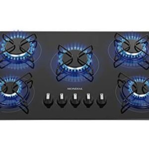 Cooktop a Gás, 5 Bocas, Mondial, Preto/Inox, Bivolt - CTG-02
