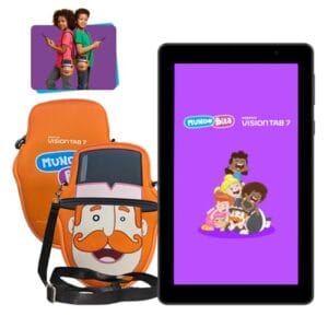 Tablet Infantil Positivo Vision TAB 7 Mundo Bita - Octa-Core 3GB RAM 64GB Armazenamento, Tela 7” IPS, Bateria 3100mAh, Android 14 Go, Wi-fi - Preto - Inclui 2 itens de proteção (capa e bolsa)