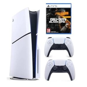 Sony PlayStation 5 Slim Disc Console with Extra Dualsense White Controller + Call of Duty: Black Ops 6 - International Version