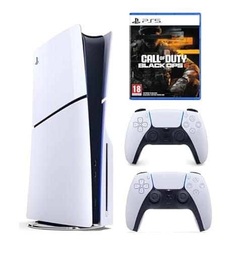 Sony PlayStation 5 Slim Disc Console with Extra Dualsense White Controller + Call of Duty: Black Ops 6 - International Version