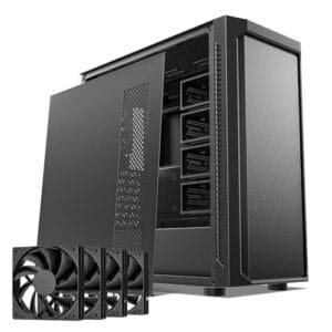DARKROCK Capa para computador Classico Max Storage Master E-ATX com ventilador preto de 4 x 120 mm, HDD 10 x 3,5 + 3 x 2,5 SDD USB 3.0 pronto, suporte para radiador de 360 mm, compartimentos verticais