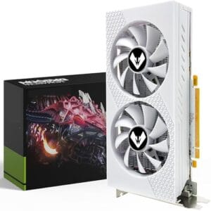 MOUGOL Placa de Vídeo AMD Radeon RX580 8GB 2048SP GDDR5 256 bits, placa de vídeo para jogos de PC com porta de exibição HDMI DVI PCI Express x 16 3.0 GPU com ventiladores duplos (Branco)