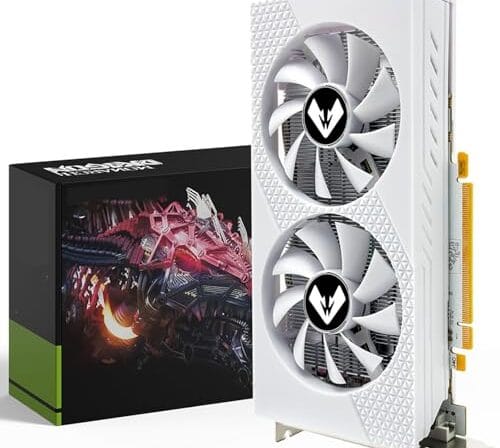 MOUGOL Placa de Vídeo AMD Radeon RX580 8GB 2048SP GDDR5 256 bits, placa de vídeo para jogos de PC com porta de exibição HDMI DVI PCI Express x 16 3.0 GPU com ventiladores duplos (Branco)