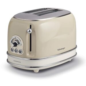 Ariete, 0155CR, Design-Toaster für zwei Scheiben, sechs Toaststufen, 810 W, Gehäuse aus Edelstahl, herausnehmbare Krümelschublade, bege pastel, bege vintage