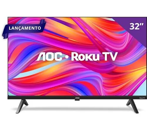 AOC, Smart TV, Roku, 32'' HD, 32S5045/78G, com HDMI, USB, Wi-Fi, Conversor Digital