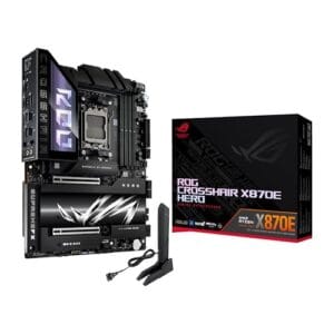 ASUS ROG CROSSHAIR X870E HERO - Placa-mãe AMD X870, Suporte Ryzen 7000, 4 Slots de Memória DDR6X, 192GB, ATX