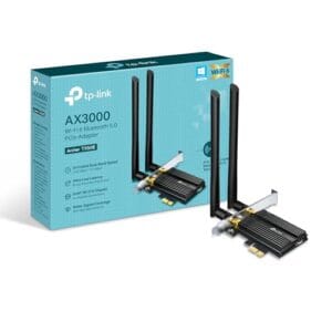Cartão WiFi TP-Link 6 AX3000 PCIe para PC com dissipador de calor| Bluetooth 5.0 | Adaptador sem fio de banda dupla 802.11AX com MU-MIMO, latência ultraleve | Suporta Windows 10