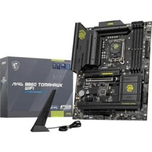 Placa-mãe MAG B860 Tomahawk WiFi, ATX - Suporta processadores Intel Core Ultra (Série 2), LGA 1851 - DDR5 Memory Boost 9200+ MT/s OC, 1 x PCIe 5.0 x16, 1 x M.2 Gen5, LAN 5G, Wi-Fi 7