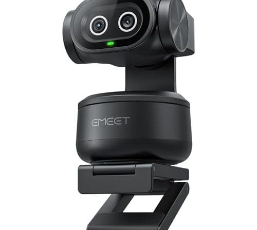 EMEET PIXY Dual-Camera AI-Powered PTZ Camera 4K, AI Tracking, PDAF&AI Autofocus 0.2s, 1/2.55'' Sensor, 3 Mics, Presets, Gesture Control, 4K Webcam for Streaming and OBS/Twitch/Switch 2 Compatible