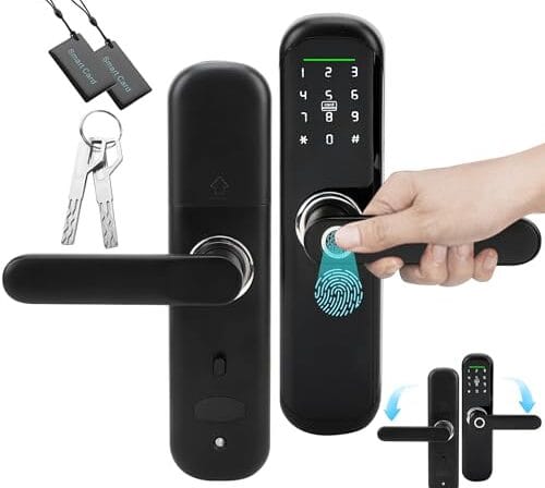 Fechadura ElectróNica Inteligente Da Porta, 4 Maneiras De Abrir A Porta, Abertura De ImpressãO Digital, Abertura De CartãO Ic, Abertura De Senha, Abertura De Chave, Adequado Para A Maioria Das Portas