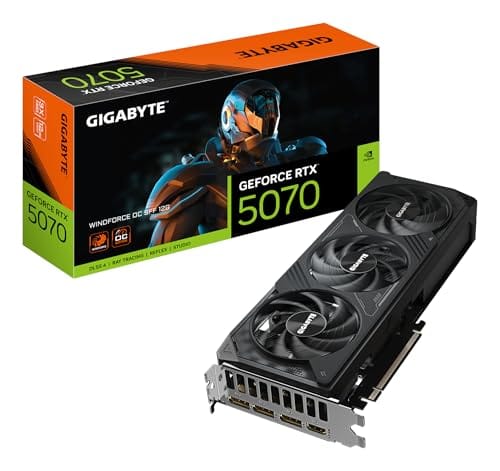 Placa de Vídeo Gigabyte GeForce RTX 5070 WindForce OC 12GB GDDR7 – Ray Tracing, DLSS 3, Resfriamento Triplo, GV-N5070WF3OC-12GD