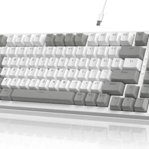 ATTACK SHARK x AJAZZ AK820 Teclado mecânico para jogos com fio 75% com botão CNC,ANSI,junta,5 espumas de absorção de som,interruptor vermelho hot-swap,retroiluminação branca,para PC MAC(Cinza Branco)