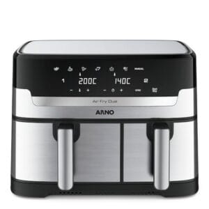 Fritadeira Sem Óleo Air Fryer Arno Dual 8,3L AFD2, 1800W, Inox e Preta, Cestos Duplos Independentes, Função SYNC, Painel Digital, 220V