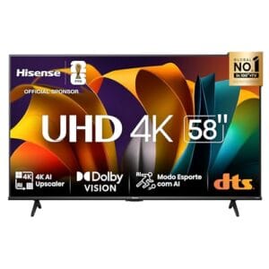 Hisense Smart TV UHD 4K DLED 58" Polegadas 58A6N com HDR10+ Dolby Vision Game Mode Controle por Voz Alexa Built-In AirPlay