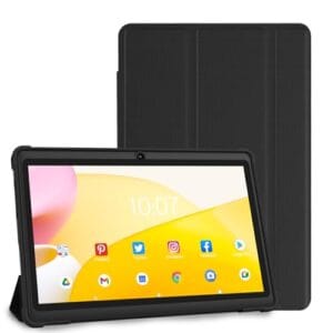 NEWISION Tablet de 7 polegadas com capa, Quad Core Android 13 Tablets, 4GB RAM 32GB ROM 512GB Expand, 1024 x 600 IPS HD, 3500 mAh, câmera dupla, tablet PC USB C (preto)
