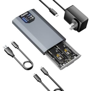 MAIWO Gabinete SSD M.2 NVMe duplo com 4 RAIDs, gabinete M.2 NVMe PCIe RAID suporta RAID0/1/PM/grande, USB 3.2 Gen2x2 Tipo-C velocidade de 20 Gbps, capacidade de 8 TB