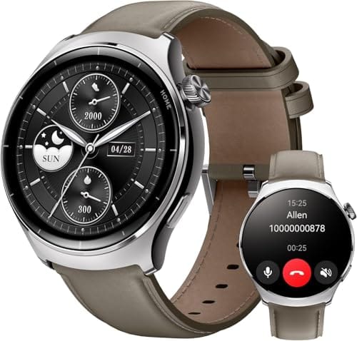 Mibro Lite3 Pro Relógio inteligente para homens, Chamada Bluetooth GPS Relógio de fitness, Rastreador de atividades Tela UHD AMOLED de 1,32'' 5ATM à prova d'água, para iOS e Android (Cinza cáqui)