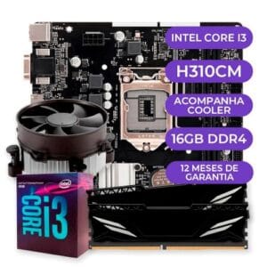 Kit Upgrade Gamer Intel Core i3-8100, COOLER, PLACA MÃE, 16GB DDR4