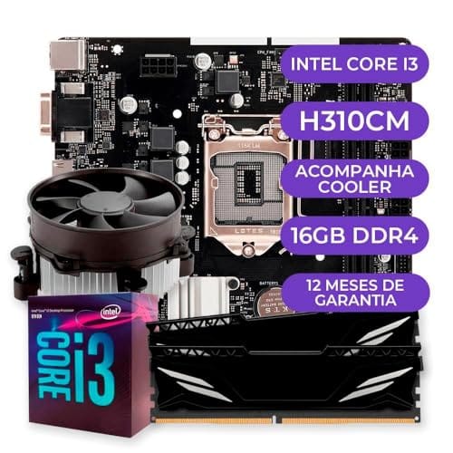 Kit Upgrade Gamer Intel Core i3-8100, COOLER, PLACA MÃE, 16GB DDR4