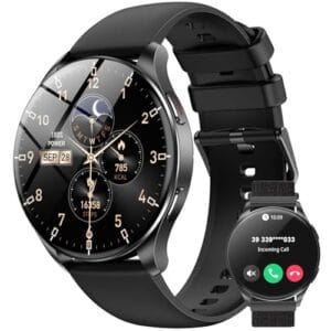 IOWODO W40 Smartwatch com Tela AMOLED 1.43" - Relógio Inteligente Bluetooth para Chamadas, 100+ Modos Esportivos, 2 Pulseiras (Preto) - Unissex