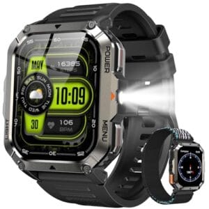 Smartwatch Militar 2.01" - Resistência IP68, Bateria 900mAh (20+ Dias), Lanterna e Bússola, 100+ Modos Esportivos, Chamadas Bluetooth - Android/iOS
