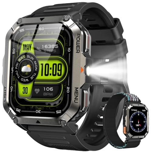 Smartwatch Militar 2.01" - Resistência IP68, Bateria 900mAh (20+ Dias), Lanterna e Bússola, 100+ Modos Esportivos, Chamadas Bluetooth - Android/iOS