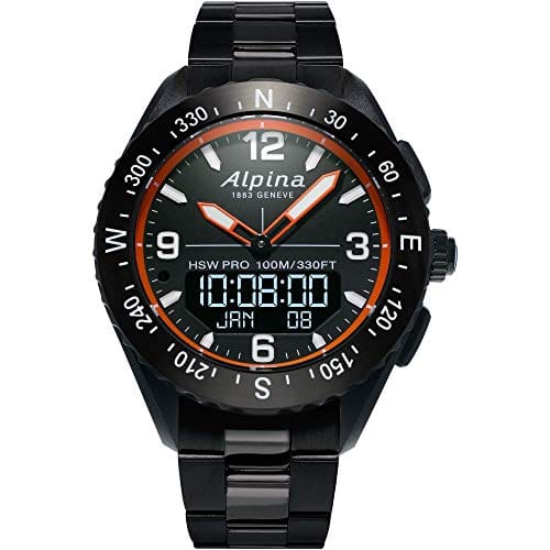 ALPINA Relógio masculino Alpiner X conectado ao ar livre, multifuncional, atividade, sono, GPS, notificações de mensagens, Worldtimer, tela de LED digital, cristal de safira, 45 mm, Preto, Smartwatch,