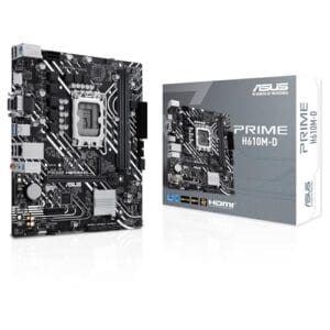 ASUS Placa-mãe Prime H610M-D Intel H610 Micro-ATX (LGA 1700), DDR5, PCIe 4.0, slot M.2, Realtek 1Gb Ethernet, HDMITM/VGA, USB 3.2 Gen 1, SATA 6Gbps, COM Port, RGB Header