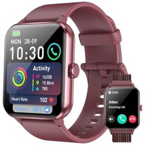 Smartwatch,Relógio Inteligente para Homens e Mulheres, 1.85“ Tela HD Touch, 100+ Modos Esportivos, Chamadas Bluetooth,Assistente de Voz, Compatível com iOS/Android,Inclui 2 Pulseiras,Clarete