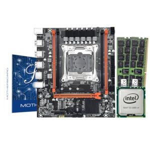 MOUGOL Kit Upgrade Placa-Mãe X99, LGA 2011-3, 4*DDR4, USB 2.0, 3*SATA 2.0, M.2 NVME/NGFF Placa-mãe para jogos com CPU E5-2680 V4 e MOUGOL 32GB Memória(2 * 16G DDR4 2133MHz）