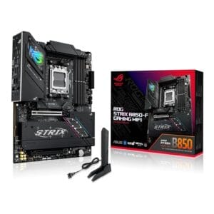 ASUS ROG Strix B850-F Gaming WiFi AMD AM5 B850-F ATX Placa-mãe 16+2+2 estágios de energia, AI PC, DDR5 AEMP, WiFi 7, 4X M.2, PCIe® 5.0, suporte total de 19 USB, 20Gbps Type-C®, AI Networking II, Aura