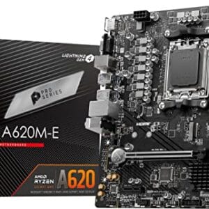 MSI Placa-mãe PRO A620M-E ProSeries (processadores AMD 9000/8000/7000, AM5, DDR5, PCIe 4.0, SATA 6Gb/s, M.2, USB 3.2 Gen 1, DVI/HDMI, mATX)