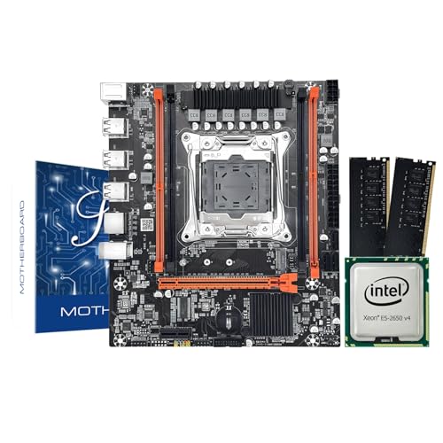 MOUGOL Kit Upgrade Placa-Mãe X99, LGA 2011-3, 4*DDR4, USB 2.0, 3*SATA 2.0, M.2 NVME/NGFF Placa-mãe para jogos com CPU E5-2650 V4 e MOUGOL 16GB Memória(2 * 8G DDR4 2133MHz)