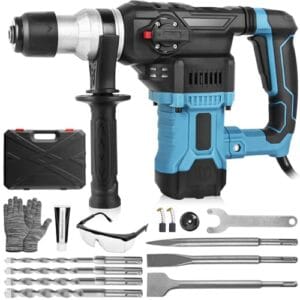 Eletropneumático Martelo Perfurador Rotativo Rompedor (110V + 1600W）Com Controle de Vibração, Inclui Graxa, Talhadeira Ponteira Brocas, com Estojo (110V)