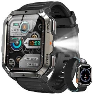 Relógio Inteligente Militar 2.01 Polegadas à Prova d'Água IP68 Bateria 900mAh 20 Dias Bluetooth Chamada 100+ Modos Esportivos Bússola Lanterna