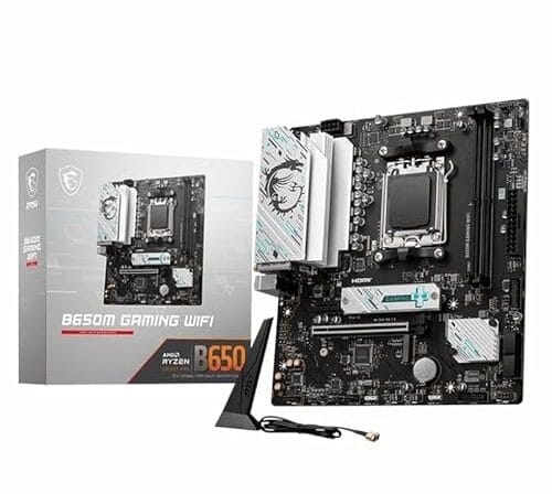 MSI Placa-mãe B650M GAMING WIFI, mATX - Suporta processadores AMD Ryzen série 7000, AM5 - DDR5 Memory Boost 7800+ MHz/OC, PCIe 4.0 x16, M.2 Gen4, Wi-Fi 6E