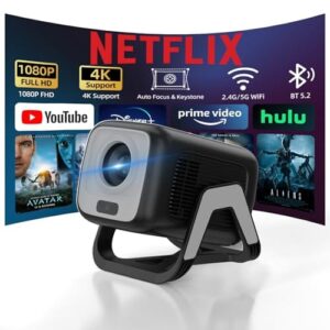 Bettdow Projetor 4k [Netflix-Licensed], Projetores Portatil 12000 Lumens Full Hd 1080p Compatível Com Android 13, HDR10+ Retroprojetor WiFi 6 BT 5.2, Keystone automático, Foco Automático (preto)