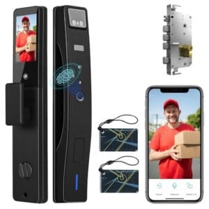 Zenkon Fechadura Eletronica com Reconhecimento Facial 3D, Fechadura Digital com Camera e Wi-Fi Integrado, Fechadura Inteligente com Fechadura Biometrica, com Cilindro de Fechaduras