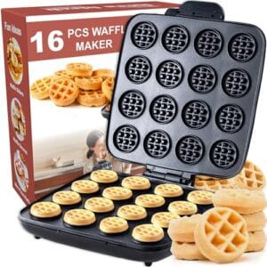 16 máquinas de fazer waffles, superfície antiaderente de aquecimento rápido, simples e fácil para casa e restaurantes, pequenos pedaços para crianças, perfeito para o pequeno-almoço, sobremesas e