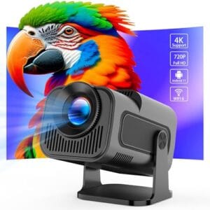 Mini Projetor Portátil, 4K 720P Full HD, Android 11, 5G WiFi 6, Bluetooth 5.0, Foco Ajustável, Auto Correcção, HY320 Mini Projetors Compatível com PS4/ XBOX/Tablets