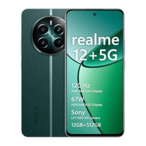 Smartphone Realme 12+ 5G 12 GB de RAM/512 GB, /Tela 6.67"/120Hz Ultra-smooth, NFC 360° - Pioneer Green